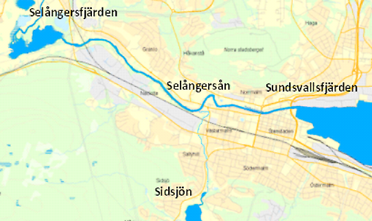 Map illusrtating Selångersån.