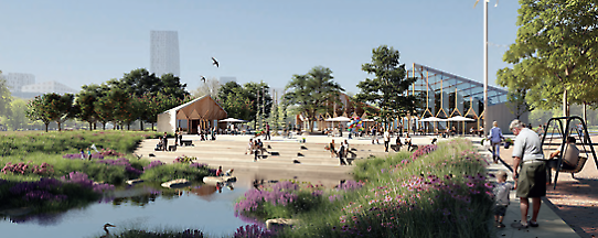 Konceptbild av multifunktionell klimatanpassad park
