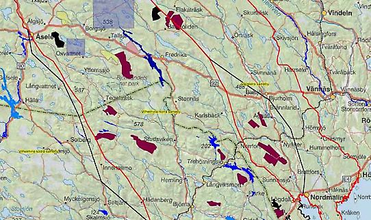 GIS-map illustrating external factors on the Sami village.